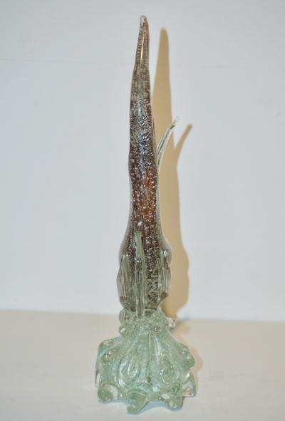 Murano Sommerso Amber and Silver Flecks Art Glass Fish Sculpture