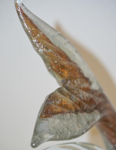 Murano Sommerso Amber and Silver Flecks Art Glass Fish Sculpture