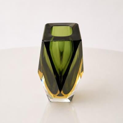 Murano Sommerso Faceted Glass Vase Italy 1960s 