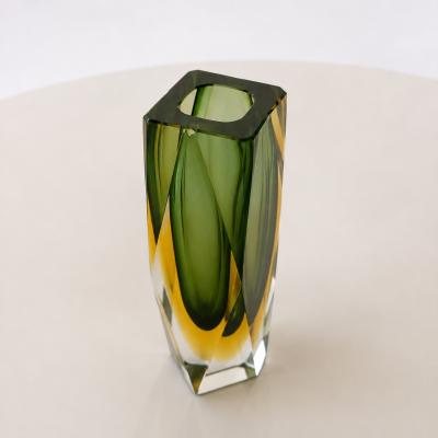 Murano Sommerso Faceted Glass Vase Italy 1960s 