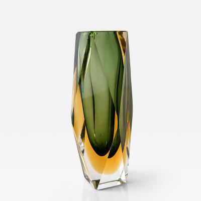 Murano Sommerso Faceted Glass Vase Italy 1960s 