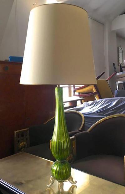 Murano Super Pair of Mercury Green Lamps