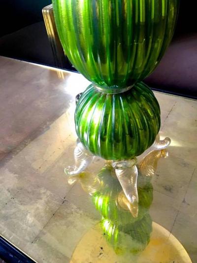Murano Super Pair of Mercury Green Lamps