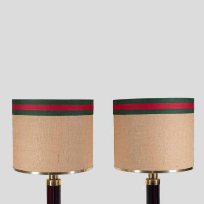 Murano glass and brass table lamps with Gucci inspired shades