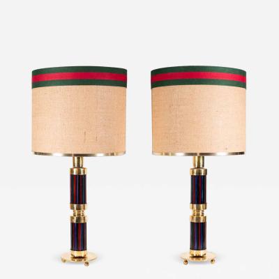 Murano glass and brass table lamps with Gucci inspired shades