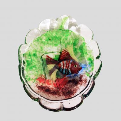 Murano glass bowl with aquarium fusion