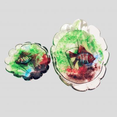 Murano glass bowl with aquarium fusion