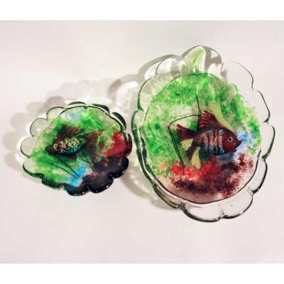 Murano glass bowl with aquarium fusion by Cenedese