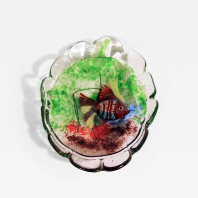 Murano glass bowl with aquarium fusion by Cenedese