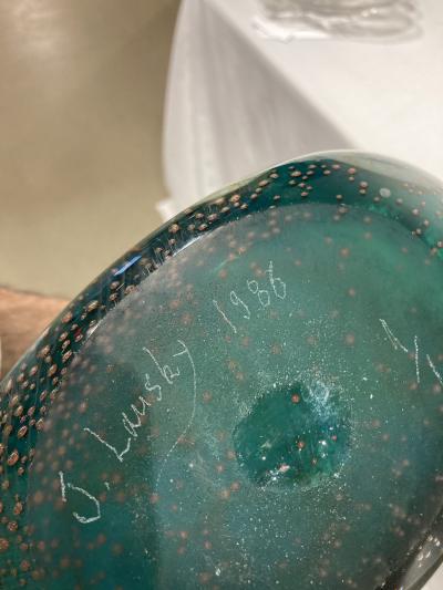 Murano glass vase signed J Lansky dated 1986