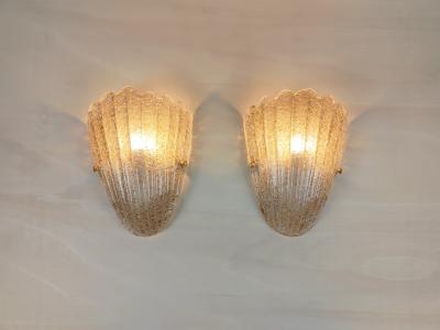 Murano glass wall sconce smokey brown grained half cup