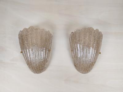 Murano glass wall sconce smokey brown grained half cup
