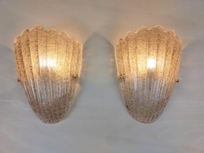Murano glass wall sconce smokey brown grained half cup