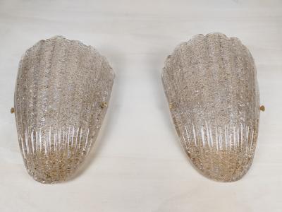 Murano glass wall sconce smokey brown grained half cup