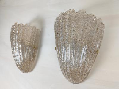 Murano glass wall sconce smokey brown grained half cup