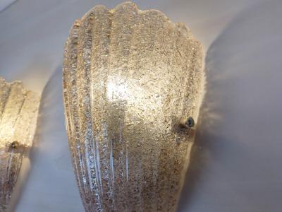 Murano glass wall sconce smokey brown grained half cup