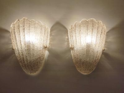 Murano glass wall sconce smokey brown grained half cup