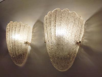 Murano glass wall sconce smokey brown grained half cup