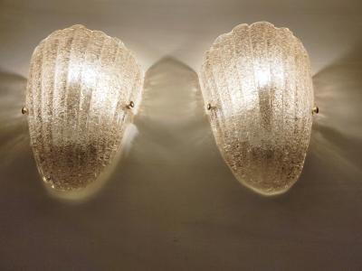 Murano glass wall sconce smokey brown grained half cup