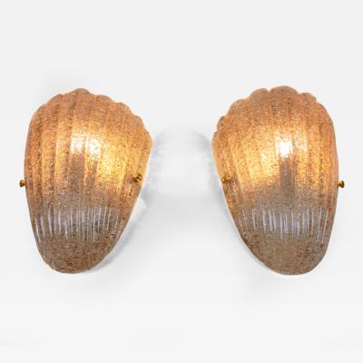 Murano glass wall sconce smokey brown grained half cup