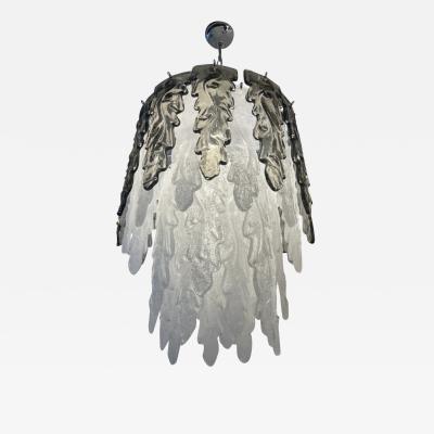 Murano ice white and olive green leaves chandelier