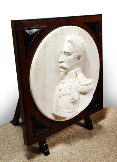 Museum Quality French White Marble Roundel Relief of Emperor Napoleon III 1860