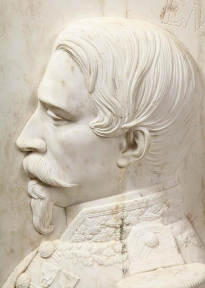 Museum Quality French White Marble Roundel Relief of Emperor Napoleon III 1860