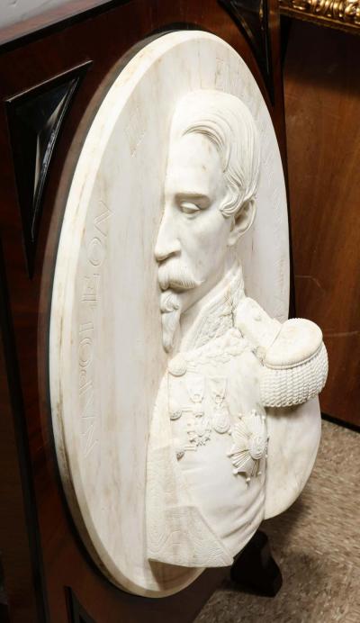 Museum Quality French White Marble Roundel Relief of Emperor Napoleon III 1860
