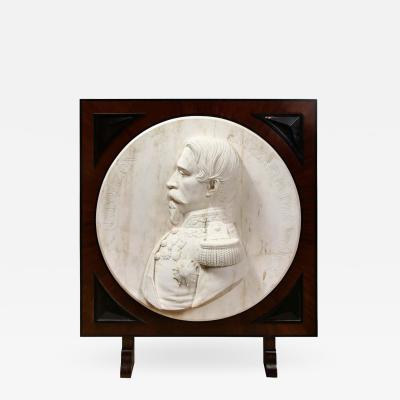 Museum Quality French White Marble Roundel Relief of Emperor Napoleon III 1860