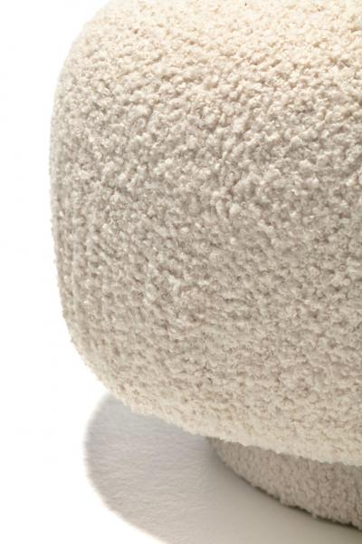 Mushroom Swivel Top Post Modern Style Ottoman Pouf in Ivory White Boucl 