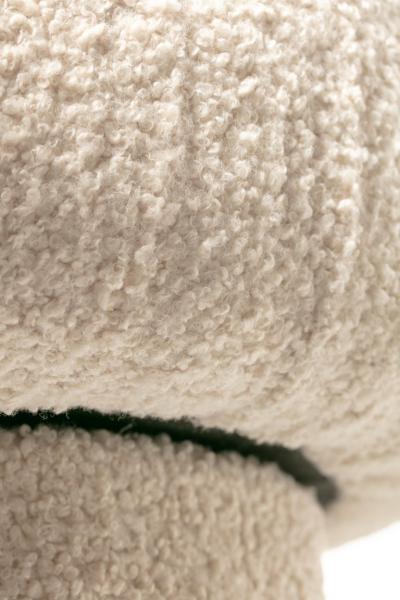 Mushroom Swivel Top Post Modern Style Ottoman Pouf in Ivory White Boucl 