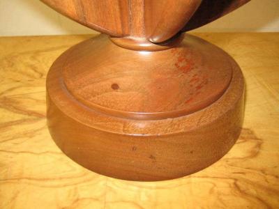 Mutual Sunset Lamp Co Amazing Pair of Thick Lava Glaze Orange Ceramic Lamps with Walnut Finger Bases