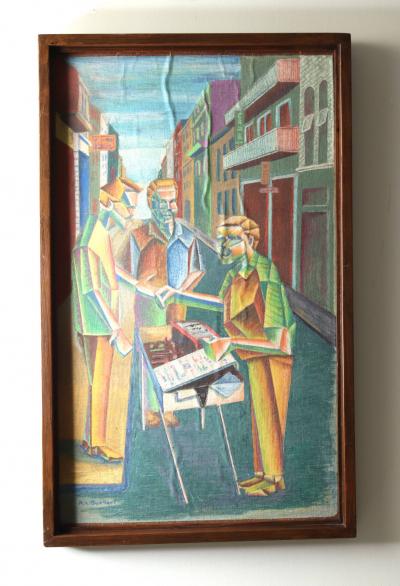 N A Burkart 20th c Street Vendor 