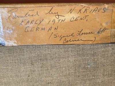 N Kriaus 19TH CENTURY PAINTING OF MAN AND BOY