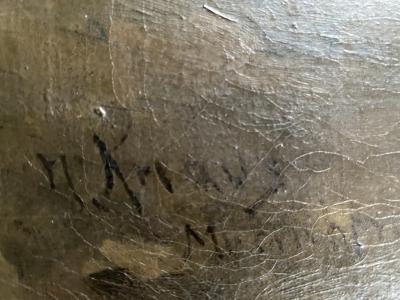 N Kriaus 19TH CENTURY PAINTING OF MAN AND BOY