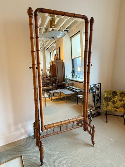NAPOLEAN III FAUX BAMBOO CHEVAL MIRROR