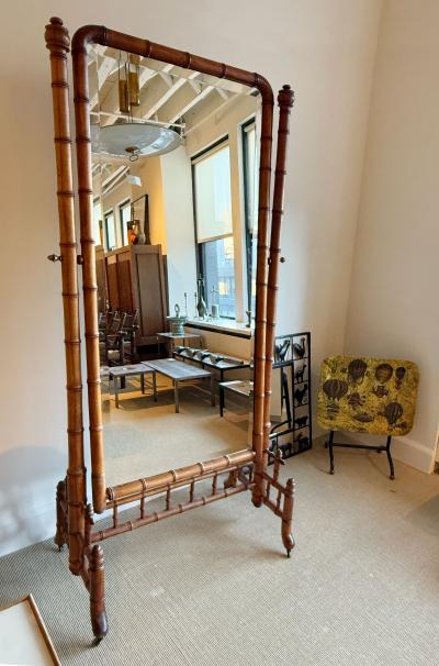 NAPOLEAN III FAUX BAMBOO CHEVAL MIRROR