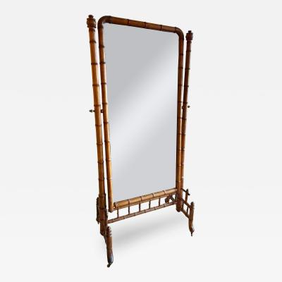 NAPOLEAN III FAUX BAMBOO CHEVAL MIRROR