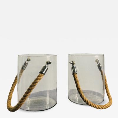 NAUTICAL STYLE GLASS ROPE ICE BUCKETS WINE COOLERS