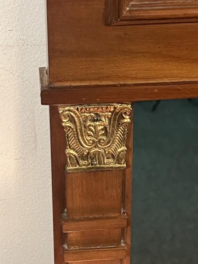 NEO CLASSICAL TRUMEAU MIRROR WITH ATTACHED BRONZE SCONCES