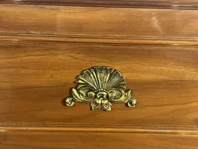 NEO CLASSICAL TRUMEAU MIRROR WITH ATTACHED BRONZE SCONCES