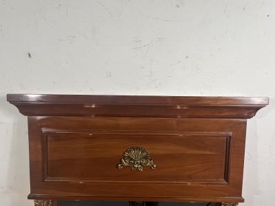 NEO CLASSICAL TRUMEAU MIRROR WITH ATTACHED BRONZE SCONCES