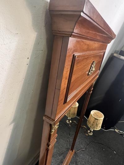 NEO CLASSICAL TRUMEAU MIRROR WITH ATTACHED BRONZE SCONCES