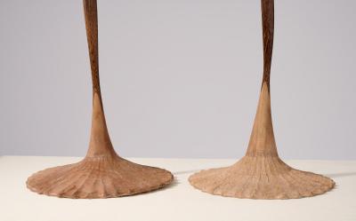 NICOLAS CESBRON Pair of Nicolas Cesbron Tall Table Lamps with Shell Shades France 2023