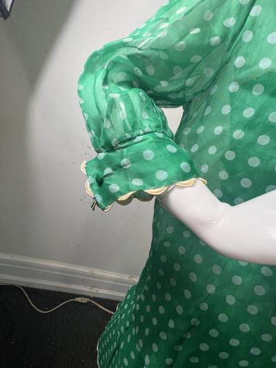 NINA RICCI MID CENTURY NINA RICCI GREEN AND WHITE POLKA DOT FOUR PIECE SKIRT SET