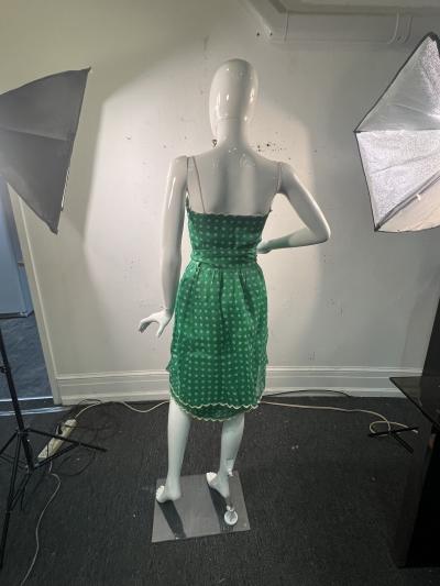 NINA RICCI MID CENTURY NINA RICCI GREEN AND WHITE POLKA DOT FOUR PIECE SKIRT SET