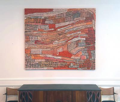 Naata Nungurrayi Large Stunning Australian Aboriginal Painting by Naata Nungurrayi