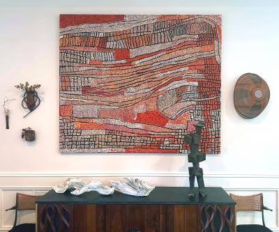 Naata Nungurrayi Large Stunning Australian Aboriginal Painting by Naata Nungurrayi
