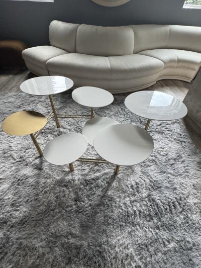 Nada Debs MODERNIST WHITE AND GOLD PEBBLES TABLE BY NADA DEBS