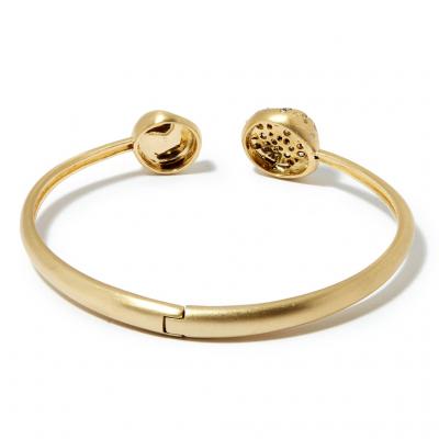 Nada Ghazal Nada Ghazal Champagne Diamond Gold Hinged Baby Malak Duo Cuff Bracelet